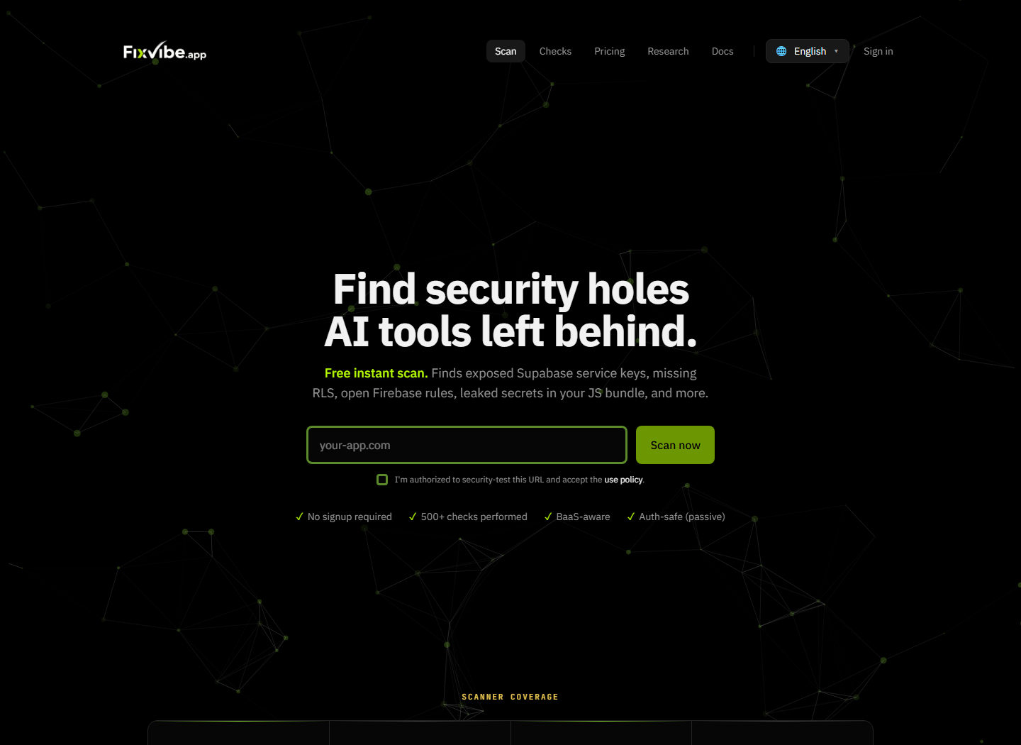 FixVibe website homepage