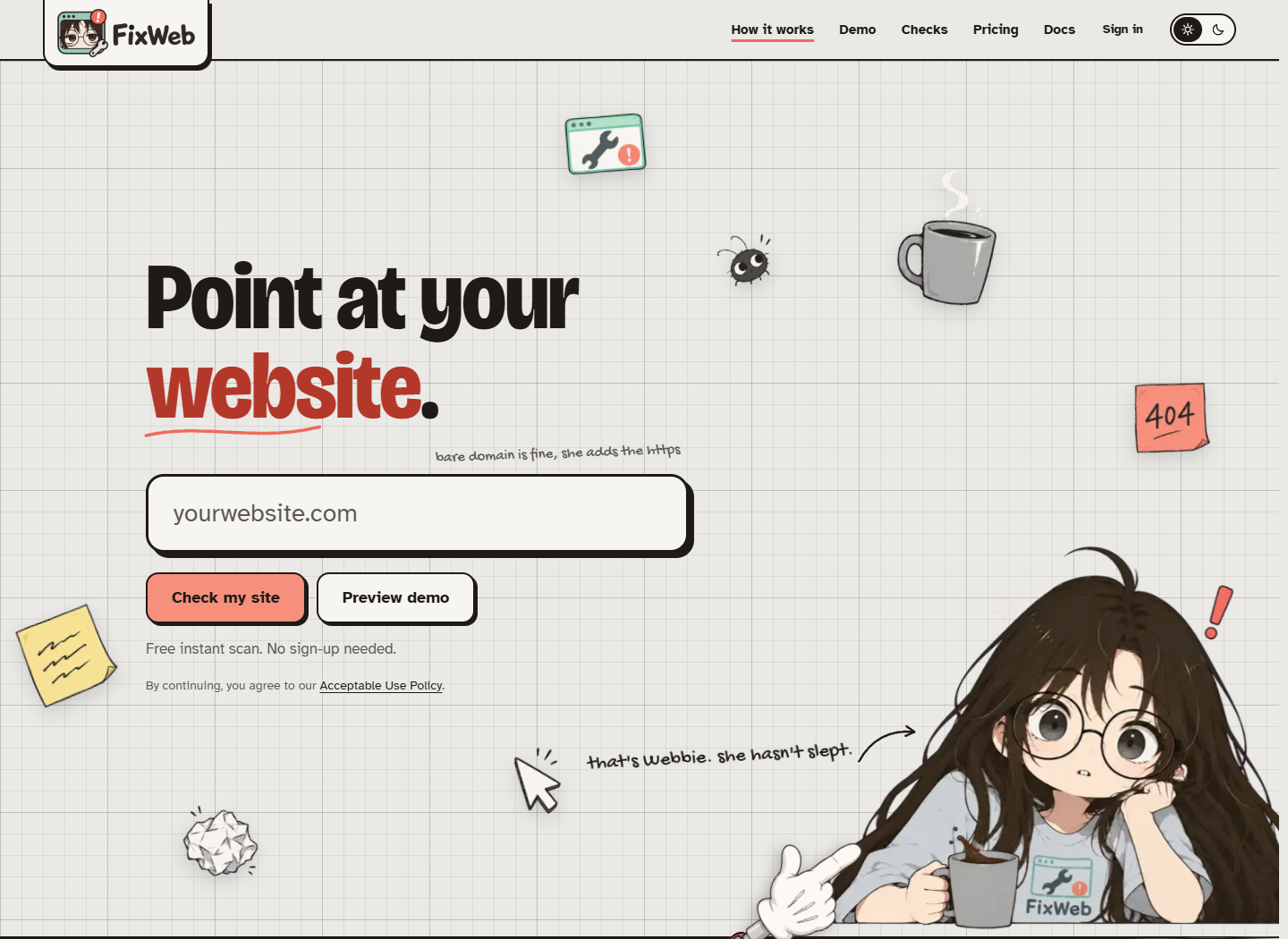 FixWeb website homepage